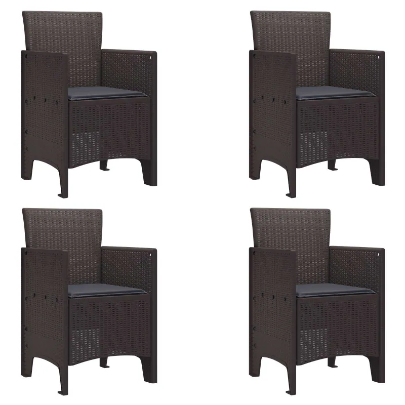 Sodo Kėdė su pagalve 4 pcs Ruda 53 x 49 x 85 cm Polipropilenas