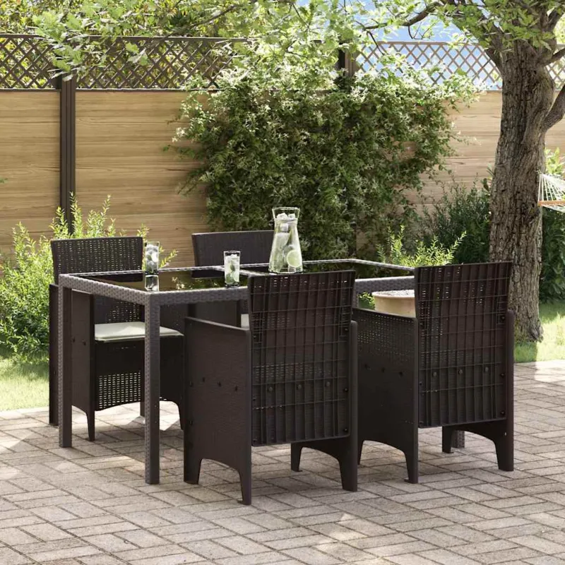 Sodo Kėdė su pagalve 4 pcs Ruda 53 x 49 x 85 cm Polipropilenas