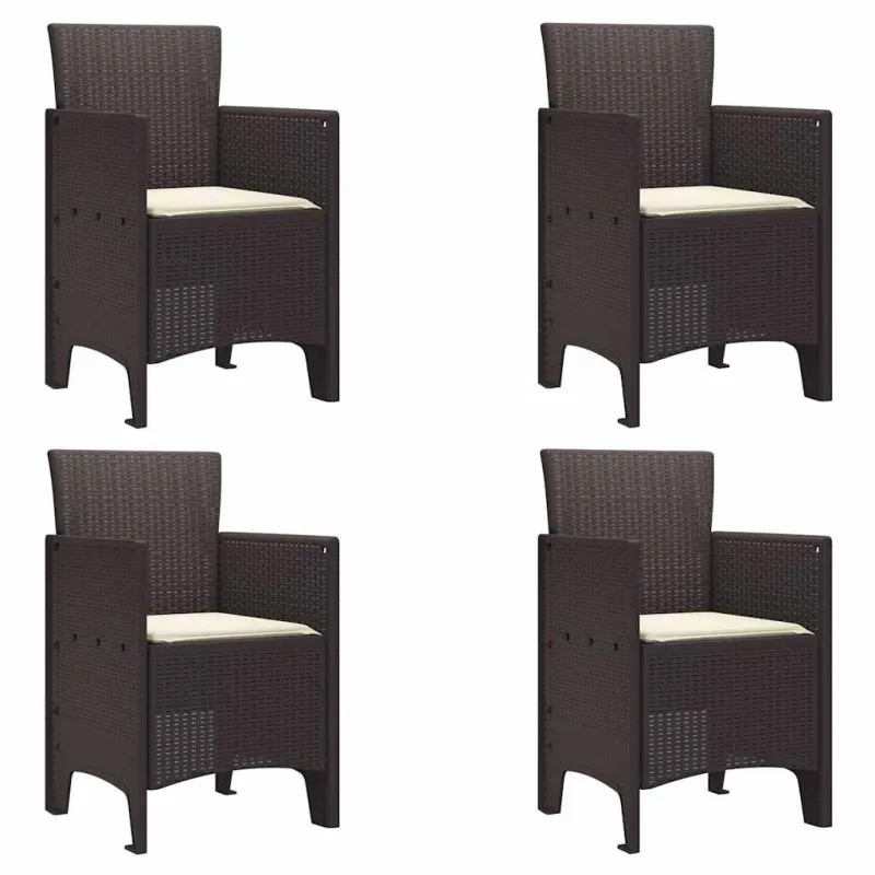 Sodo Kėdė su pagalve 4 pcs Ruda 53 x 49 x 85 cm Polipropilenas