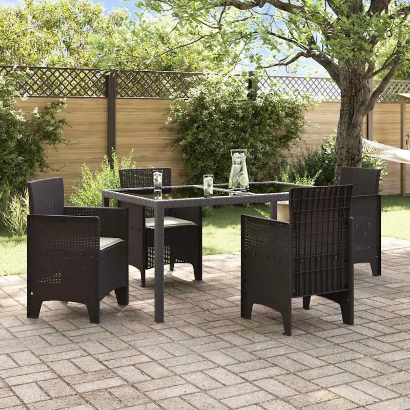 Sodo Kėdė su pagalve 4 pcs Ruda 53 x 49 x 85 cm Polipropilenas