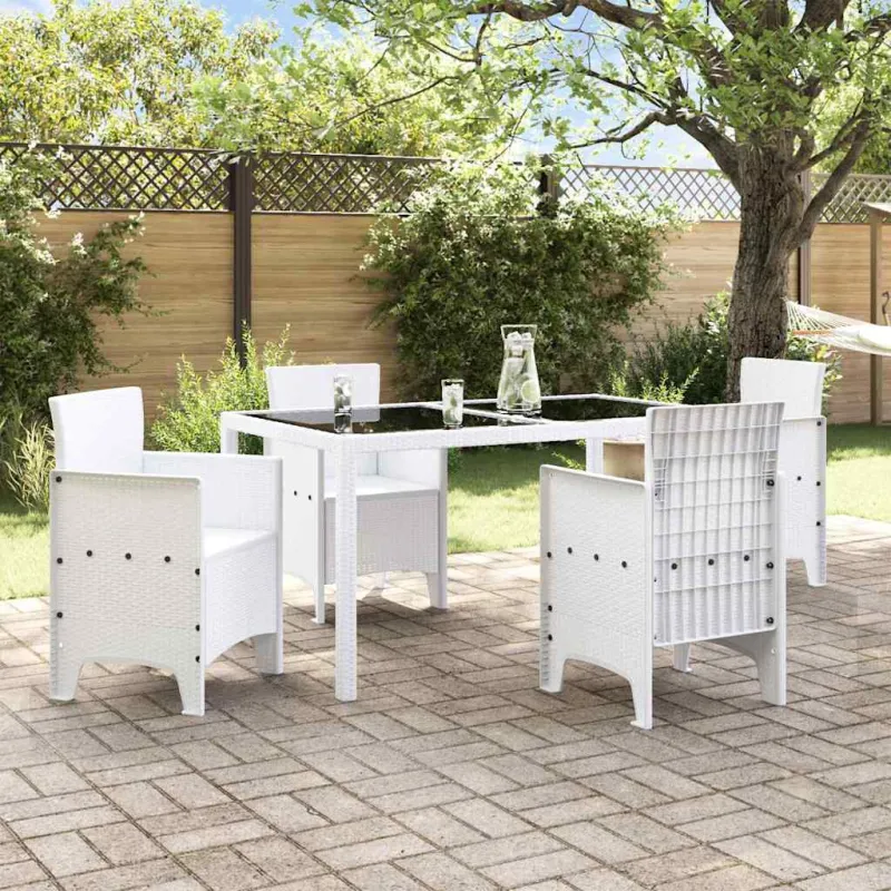 Sodo Kėdė su pagalve 4 pcs Balta 53 x 49 x 85 cm Polipropilenas