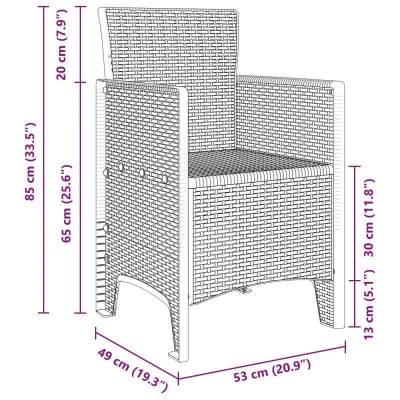 Sodo Kėdė su pagalve 4 pcs Balta 53 x 49 x 85 cm Polipropilenas
