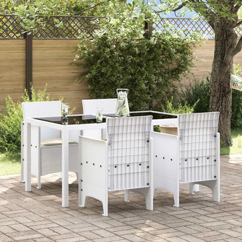 Sodo Kėdė su pagalve 4 pcs Balta 53 x 49 x 85 cm Polipropilenas