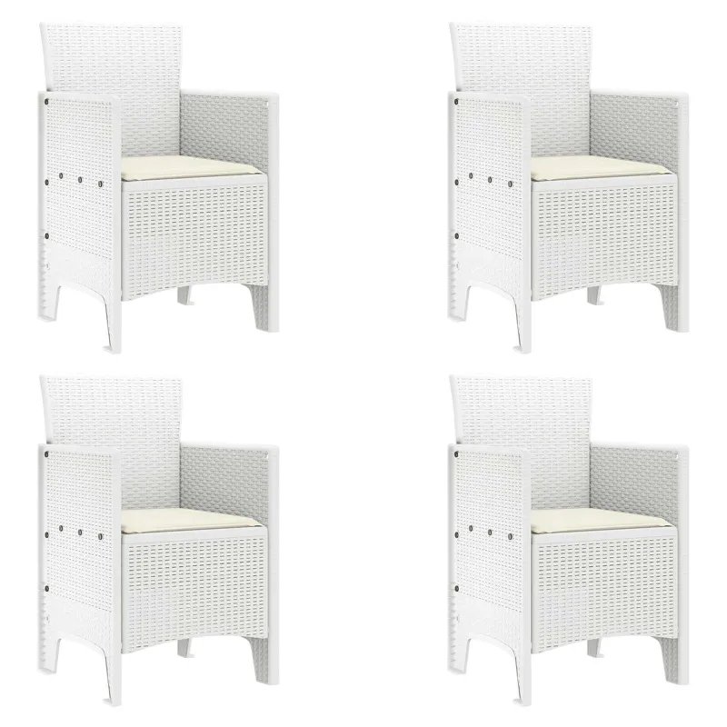 Sodo Kėdė su pagalve 4 pcs Balta 53 x 49 x 85 cm Polipropilenas