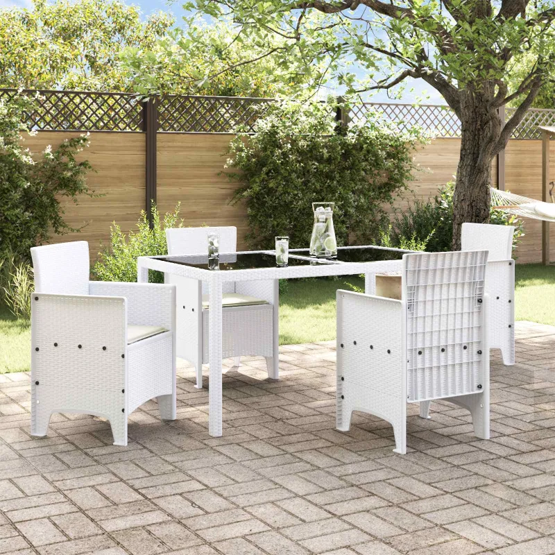 Sodo Kėdė su pagalve 4 pcs Balta 53 x 49 x 85 cm Polipropilenas