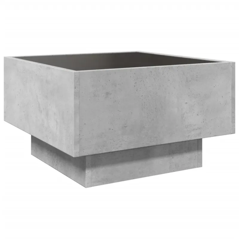 Kavos staliukas su LED, betono, 50x50x30cm, apdirbta mediena