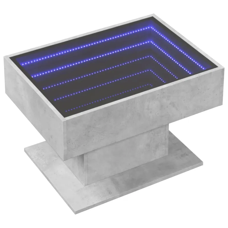 Kavos staliukas su LED, betono, 70x50x45cm, apdirbta mediena