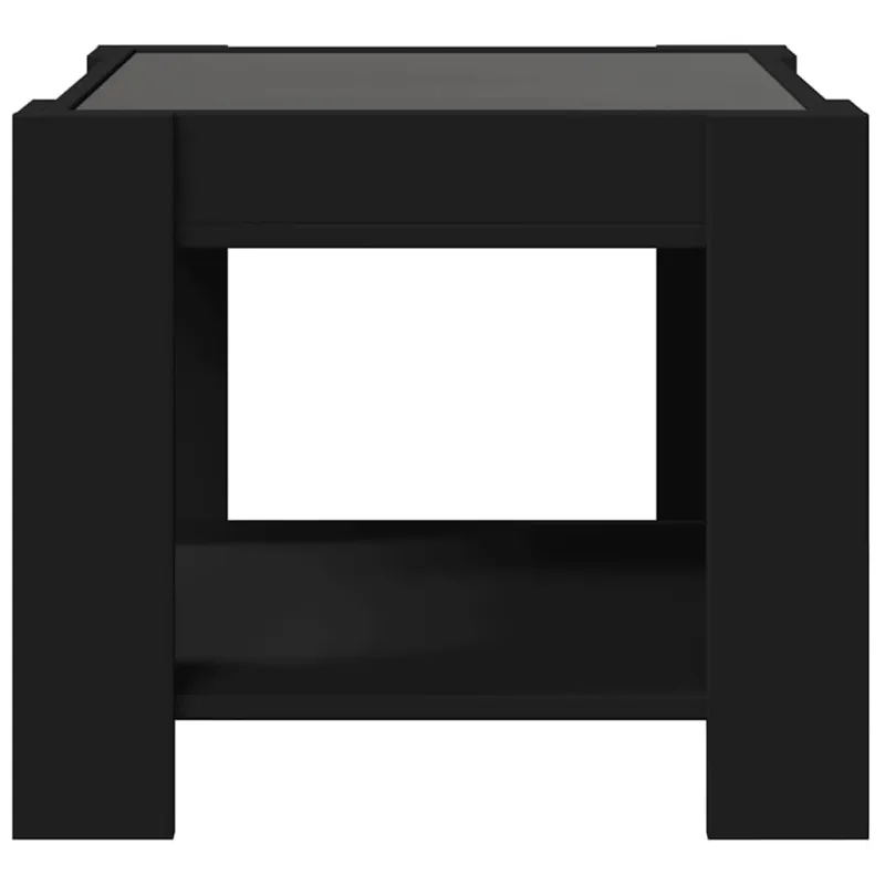 Kavos staliukas su LED, juodas, 53x53x45cm, apdirbta mediena