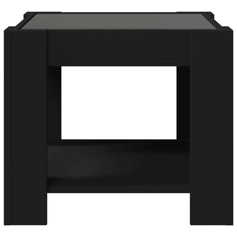 Kavos staliukas su LED, juodas, 53x53x45cm, apdirbta mediena