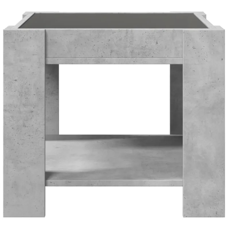 Kavos staliukas su LED, betono, 53x53x45cm, apdirbta mediena