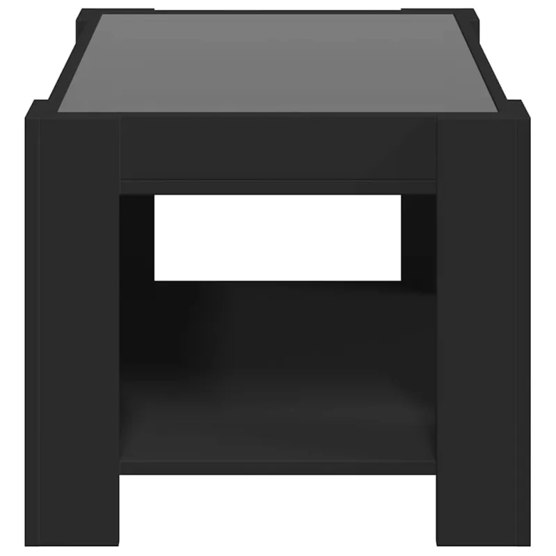 Kavos staliukas su LED, juodas, 73x53x45cm, apdirbta mediena