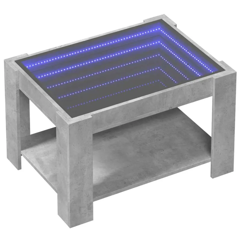 Kavos staliukas su LED, betono, 73x53x45cm, apdirbta mediena