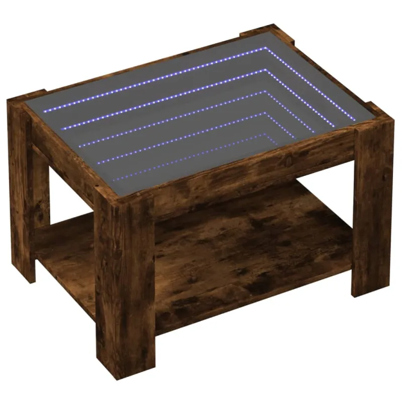 Kavos staliukas su LED, dūminio ąžuolo, 73x53x45cm, mediena