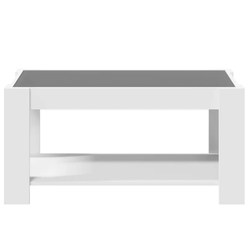 Kavos staliukas su LED, baltas, 93x53x45cm, apdirbta mediena