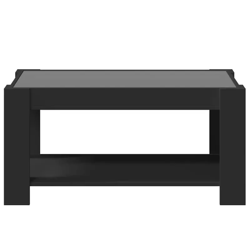 Kavos staliukas su LED, juodas, 93x53x45cm, apdirbta mediena
