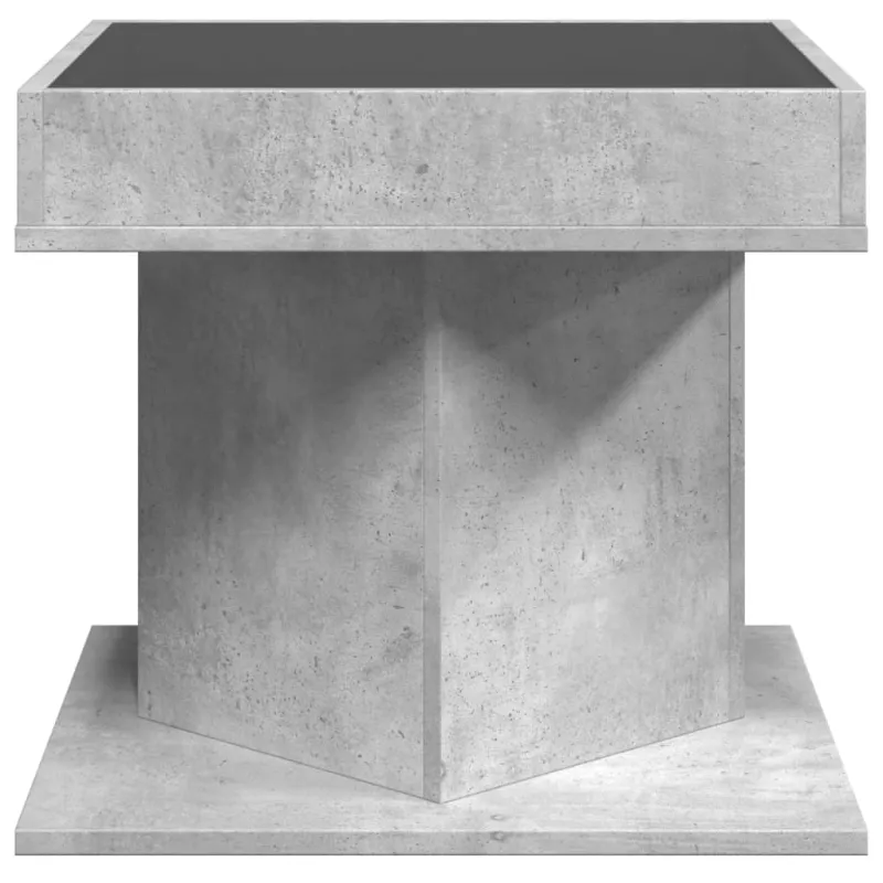 Kavos staliukas su LED, betono, 50x50x45cm, apdirbta mediena
