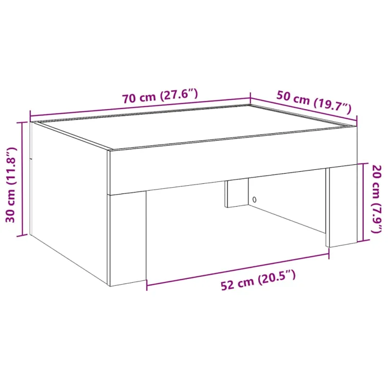 Kavos staliukas su Infinity LED lemputėmis, juodas, 70x50x30cm