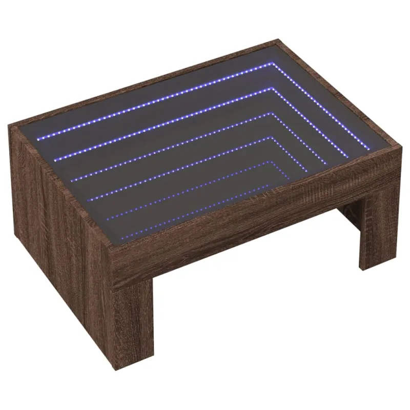 Kavos staliukas su Infinity LED lemputėmis, rudas, 70x50x30cm
