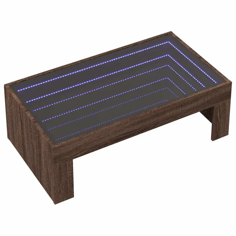 Kavos staliukas su Infinity LED lemputėmis, rudas, 90x50x30cm