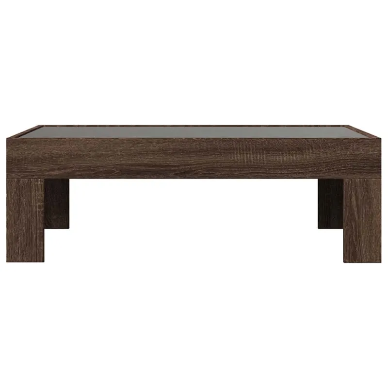 Kavos staliukas su Infinity LED lemputėmis, rudas, 90x50x30cm