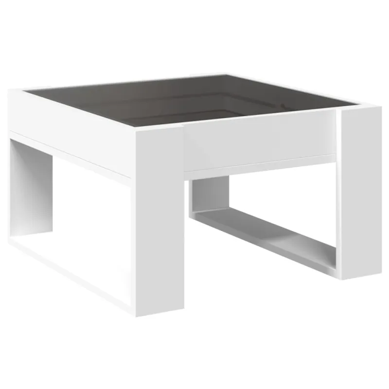 Kavos staliukas su Infinity LED lemputėmis, baltas, 50x53x30cm