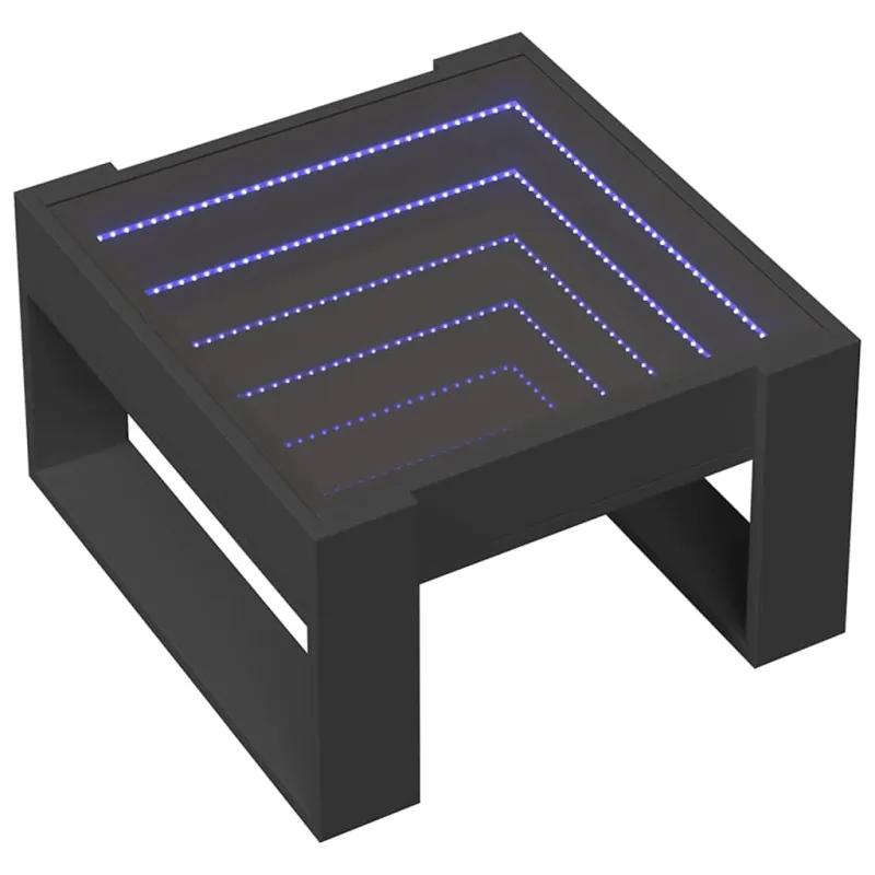 Kavos staliukas su Infinity LED lemputėmis, juodas, 50x53x30cm