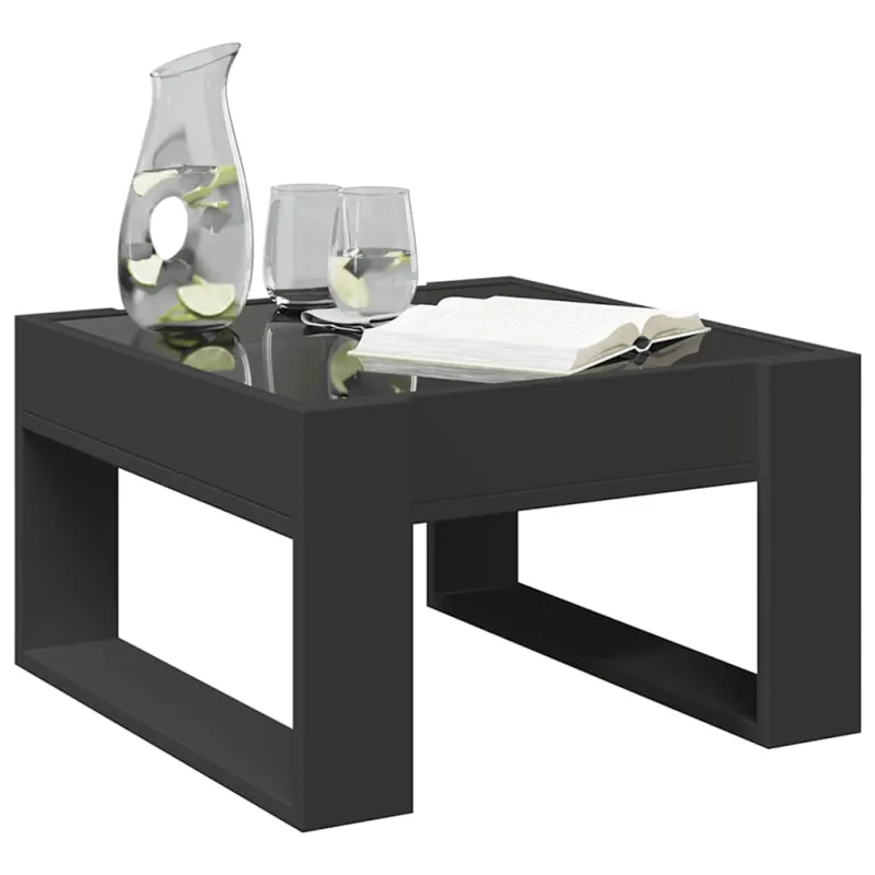Kavos staliukas su Infinity LED lemputėmis, juodas, 50x53x30cm