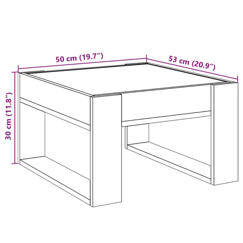 Kavos staliukas su Infinity LED lemputėmis, ąžuolo, 50x53x30cm