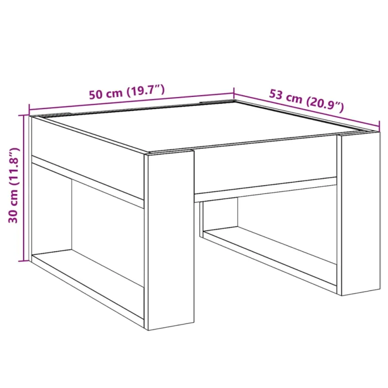 Kavos staliukas su Infinity LED lemputėmis, betono, 50x53x30cm