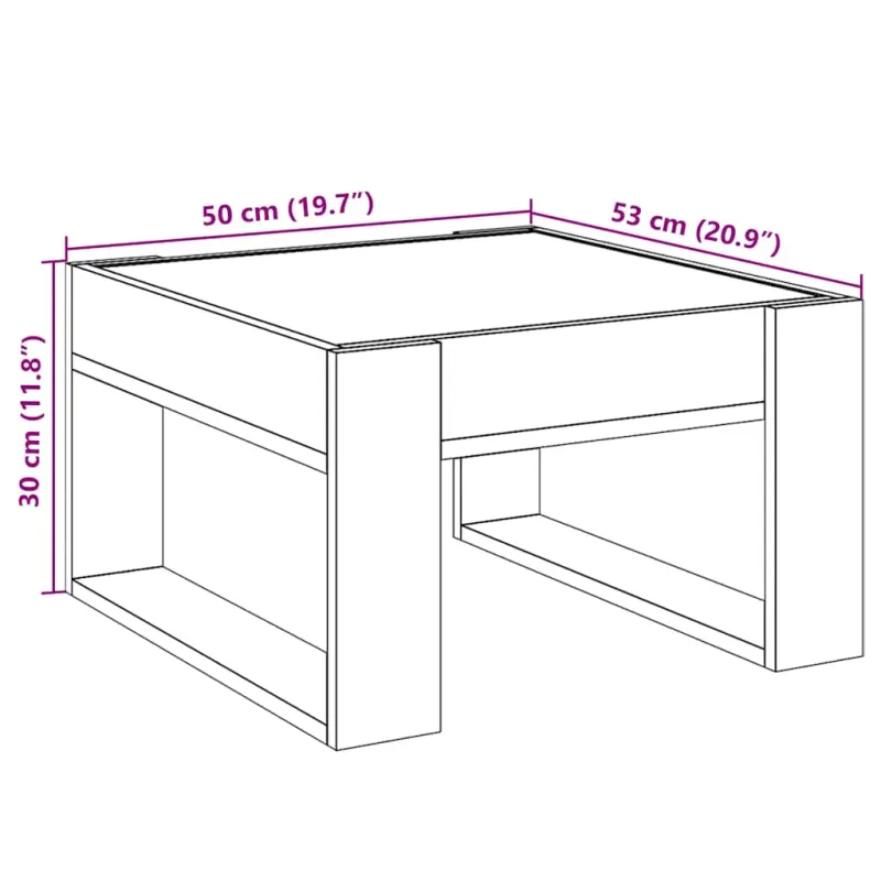 Kavos staliukas su Infinity LED lemputėmis, dūminis, 50x53x30cm