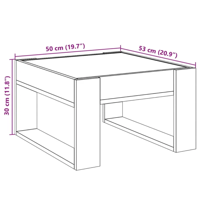 Kavos staliukas su Infinity LED lemputėmis, rudas, 50x53x30cm