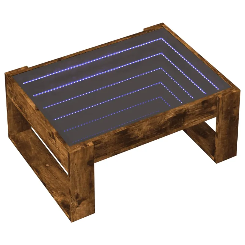 Kavos staliukas su Infinity LED lemputėmis, dūminis, 70x53x30cm