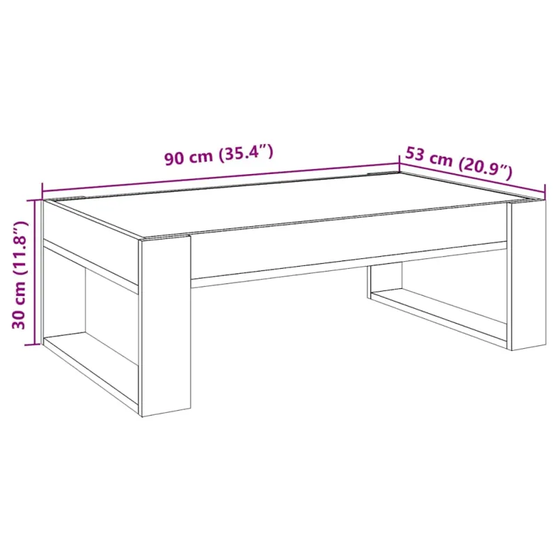 Kavos staliukas su Infinity LED lemputėmis, baltas, 90x53x30cm