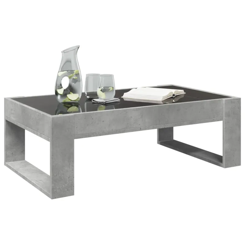 Kavos staliukas su Infinity LED lemputėmis, betono, 90x53x30cm