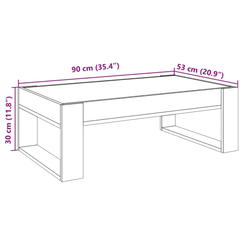 Kavos staliukas su Infinity LED lemputėmis, dūminis, 90x53x30cm