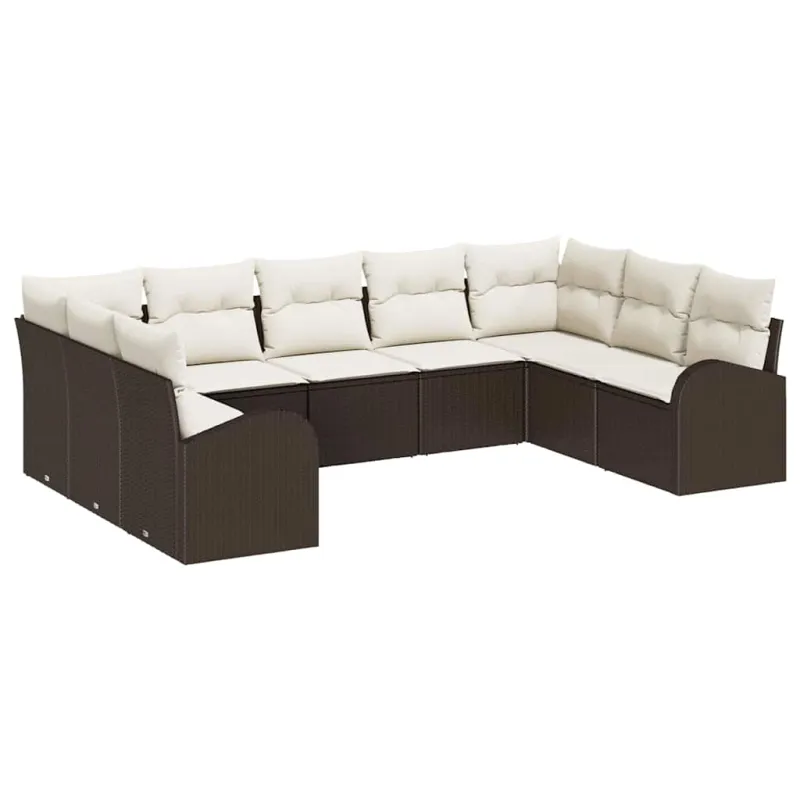 Sofokokonaisuus tyynyine 9 osaa Ruskea Poli Rattan