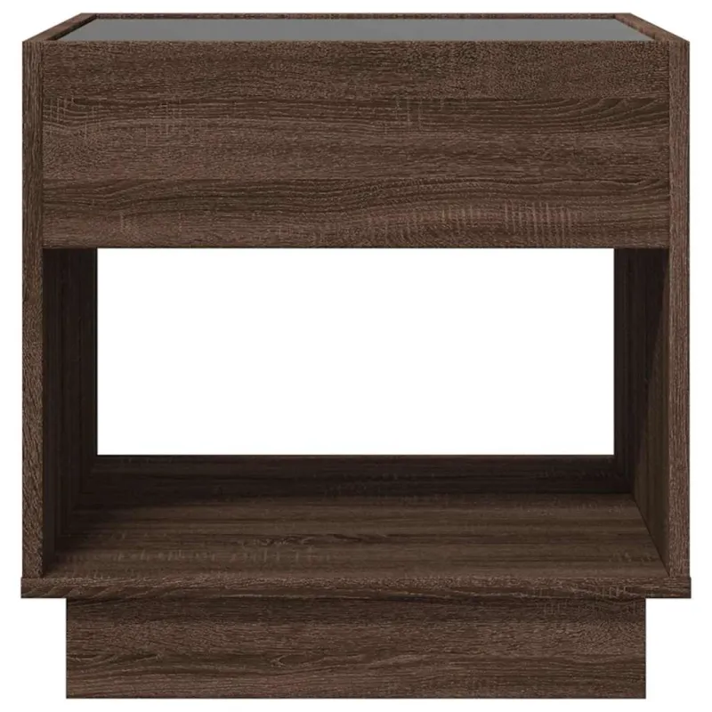 Kavos staliukas su Infinity LED lemputėmis, rudas, 50x50x50cm