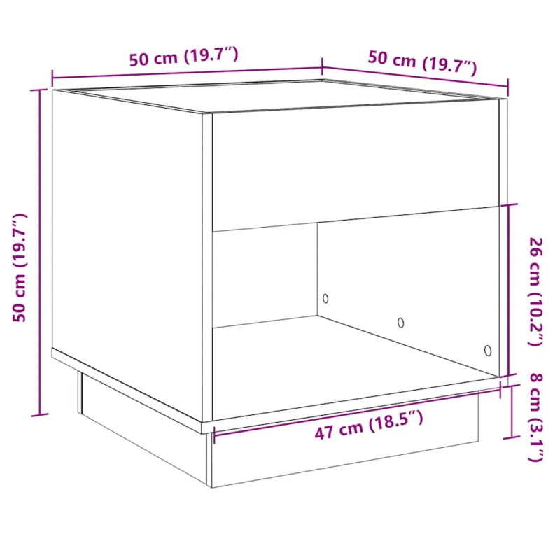 Kavos staliukas su Infinity LED lemputėmis, rudas, 50x50x50cm