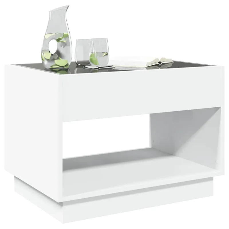 Kavos staliukas su Infinity LED lemputėmis, baltas, 70x50x50cm