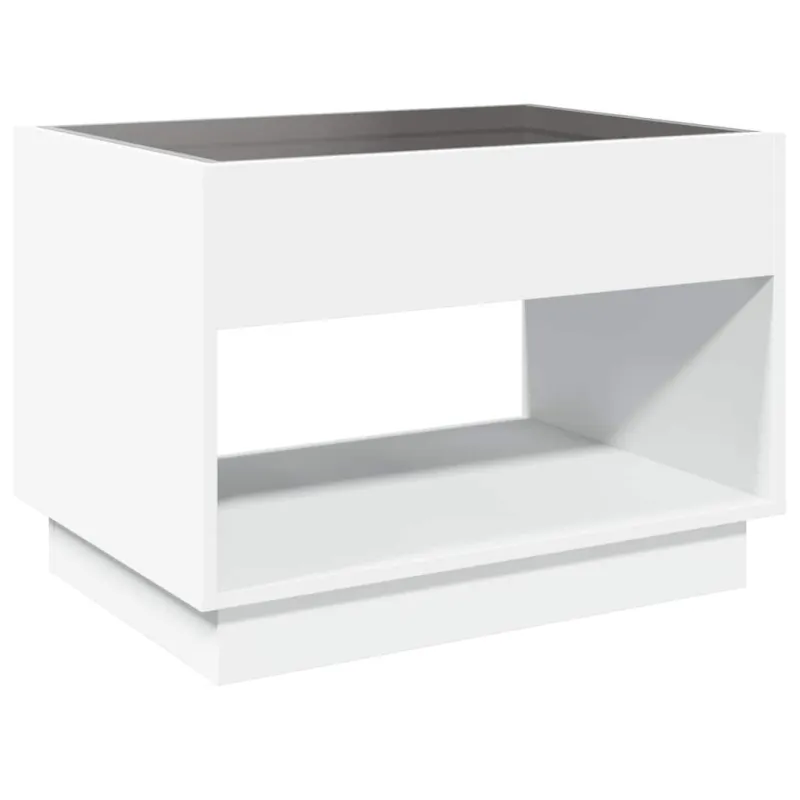 Kavos staliukas su Infinity LED lemputėmis, baltas, 70x50x50cm