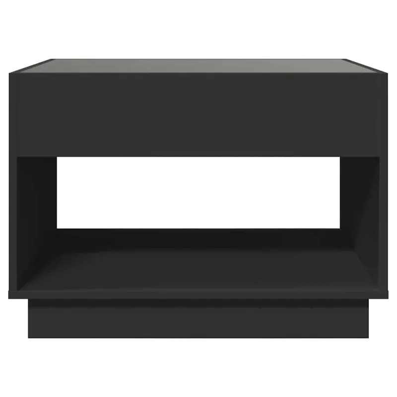 Kavos staliukas su Infinity LED lemputėmis, juodas, 70x50x50cm
