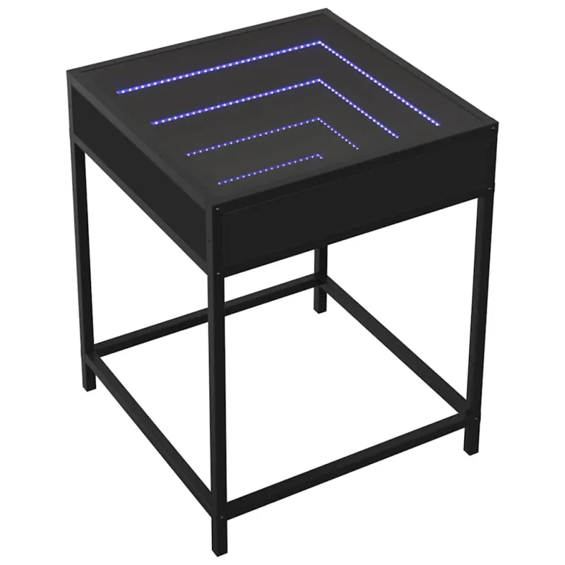 Kavos staliukas su Infinity LED lemputėmis, juodas, 40x40x51cm