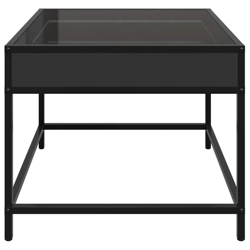 Kavos staliukas su Infinity LED lemputėmis, juodas, 50x50x41cm