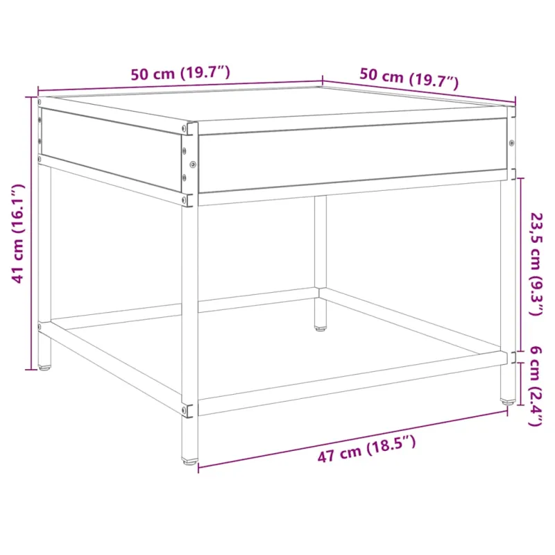 Kavos staliukas su Infinity LED lemputėmis, juodas, 50x50x41cm