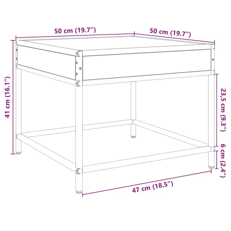 Kavos staliukas su Infinity LED lemputėmis, ąžuolo, 50x50x41cm