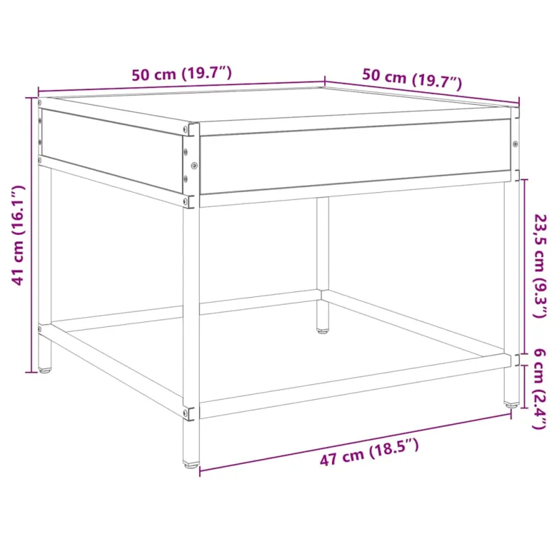 Kavos staliukas su Infinity LED lemputėmis, pilkas, 50x50x41cm