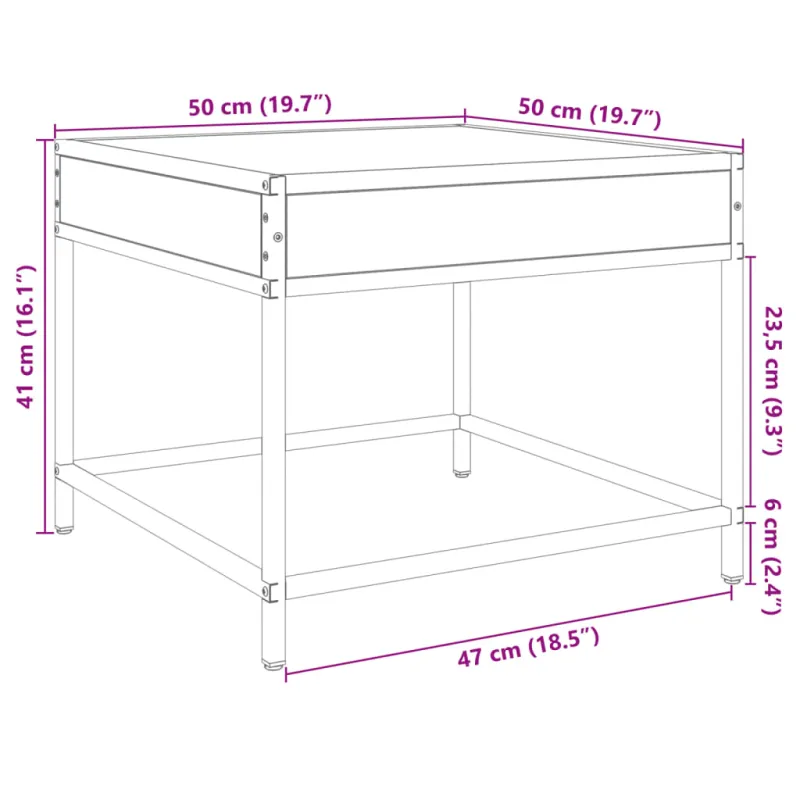 Kavos staliukas su Infinity LED lemputėmis, rudas, 50x50x41cm