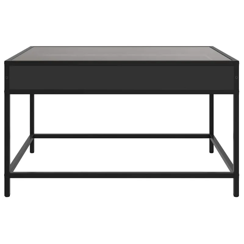 Kavos staliukas su Infinity LED lemputėmis, juodas, 70x50x41cm