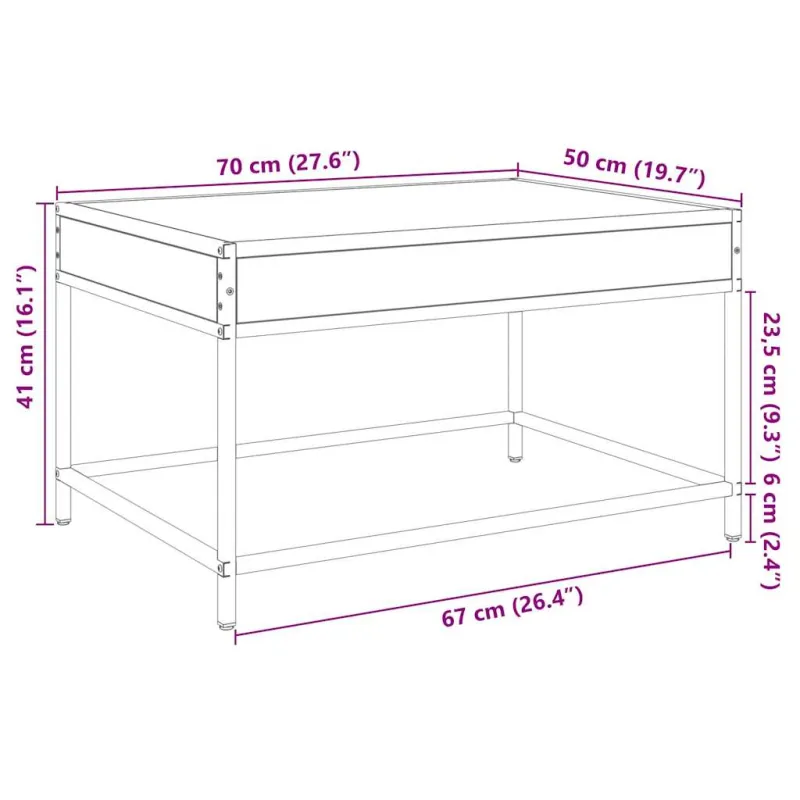 Kavos staliukas su Infinity LED lemputėmis, juodas, 70x50x41cm
