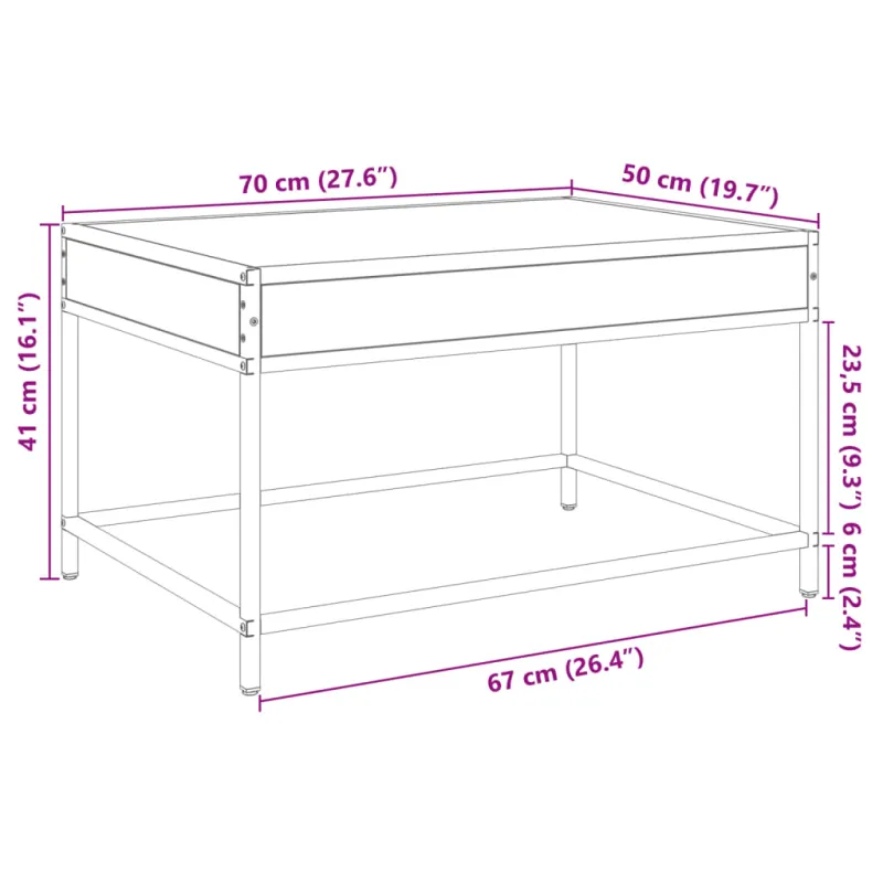 Kavos staliukas su Infinity LED lemputėmis, rudas, 70x50x41cm